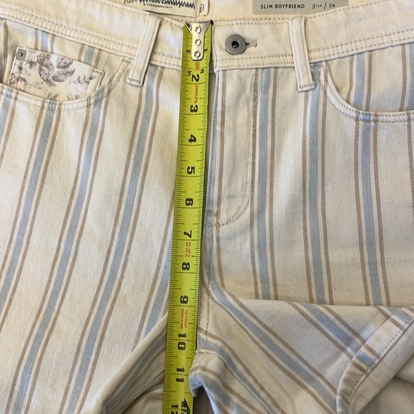 Anthropologie Denim Shorts 28 Pilcro Slim‎ Boyfriend Striped Cream High Rise NWT - Picture 10 of 11